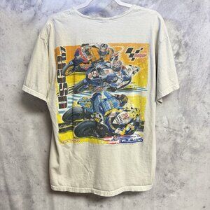 MotoGp Racing T Shirt Mens Large 21x27 White 2007 Motorcycle Race